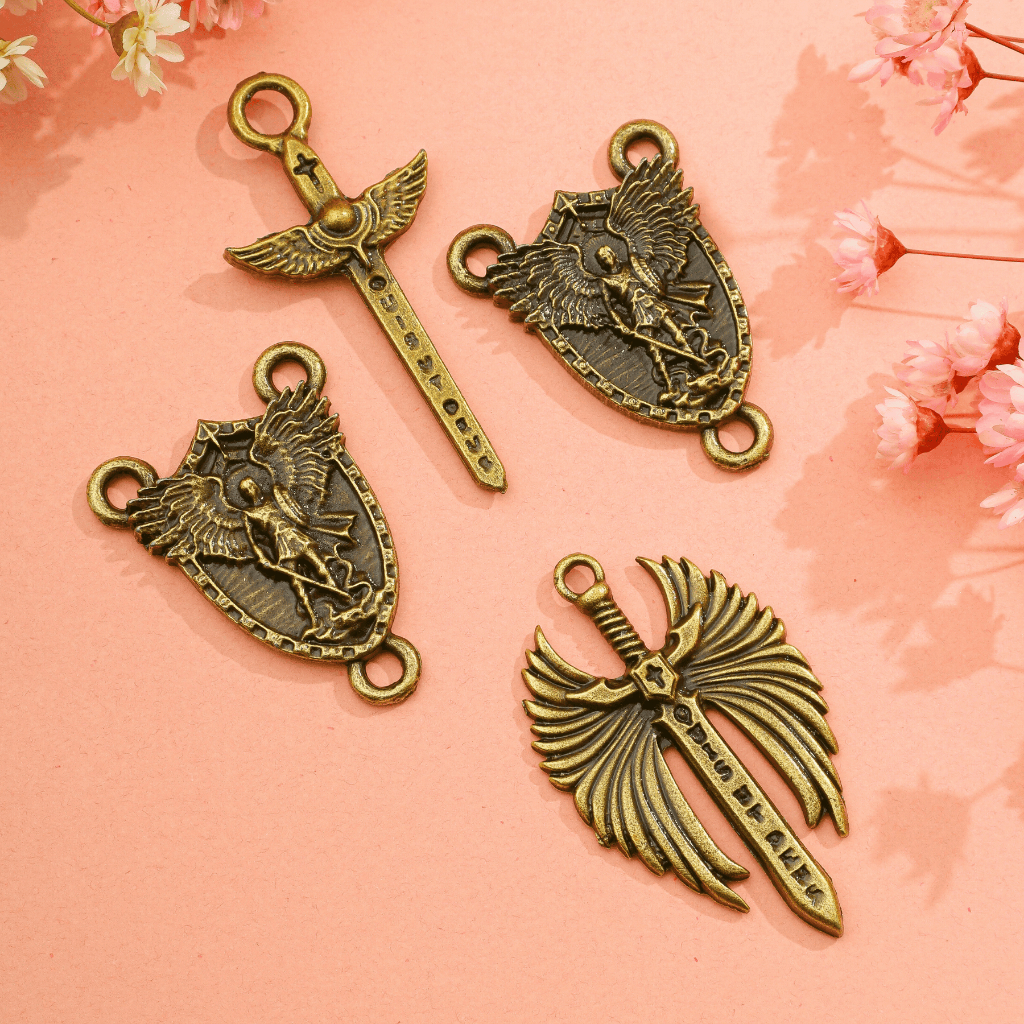 Kit Entremeios Para Terço São Miguel Arcanjo + Crucifixos Asas da Fé em Oferta na Shopee