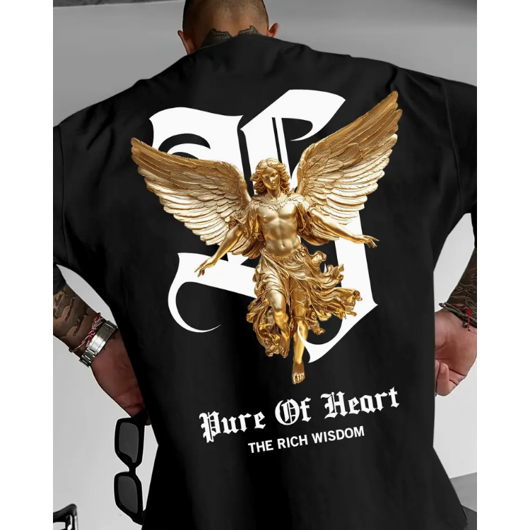 Camiseta Streetwear Anjo Pura de Coração e Rica De Sabedoria Moda Estilo De Rua Novo! em Oferta na Shopee
