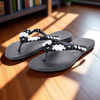 Chinelo De Dedo Personalizado Bordado Pérolas Feminino Delicado Confortável Fashion Macio Oferta