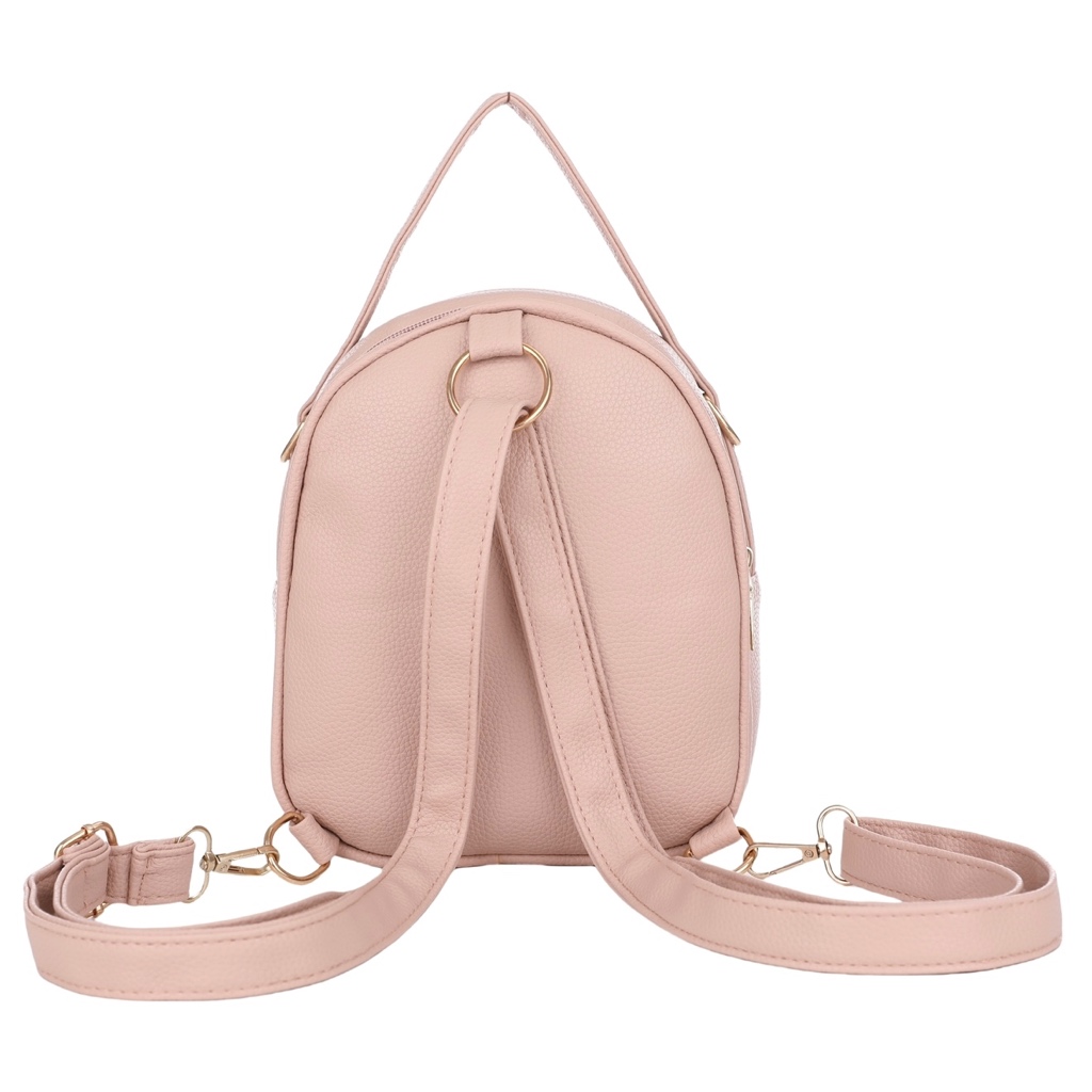 Mochila Bolsa De Couro Com Pompom Feminina Transversal Com Alça Removível