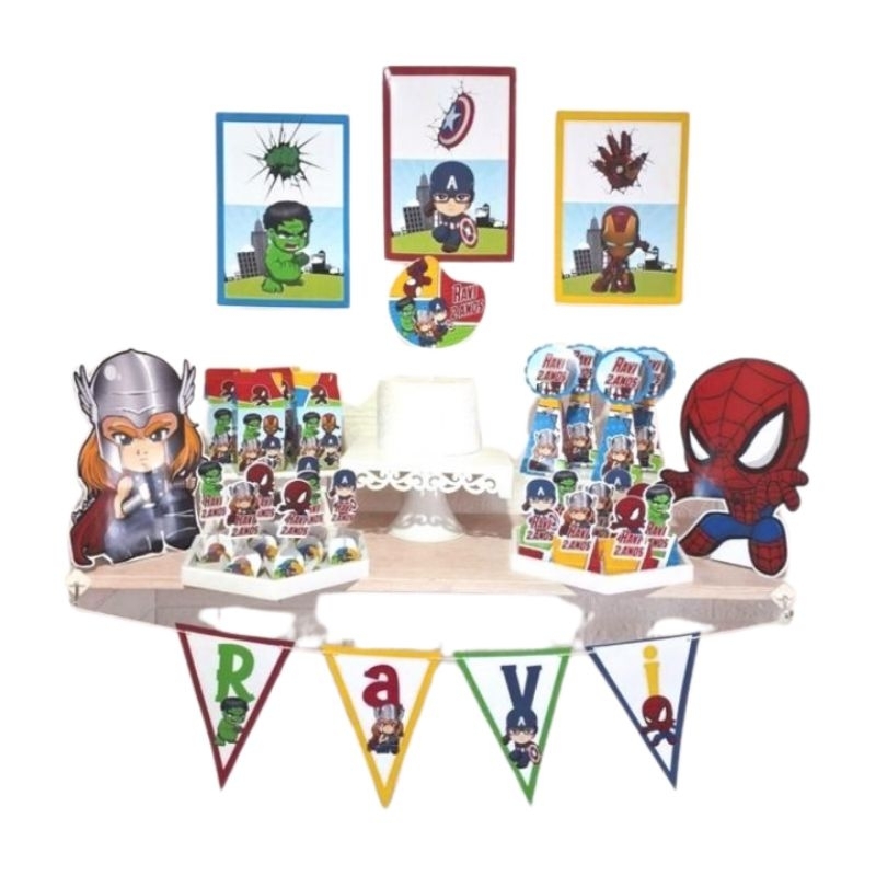 Mini kit festa Personalizada só um bolinho lembrancinhas de aniversário MESVERSÁRIO Pegue e monte Vingadores cut heróis
