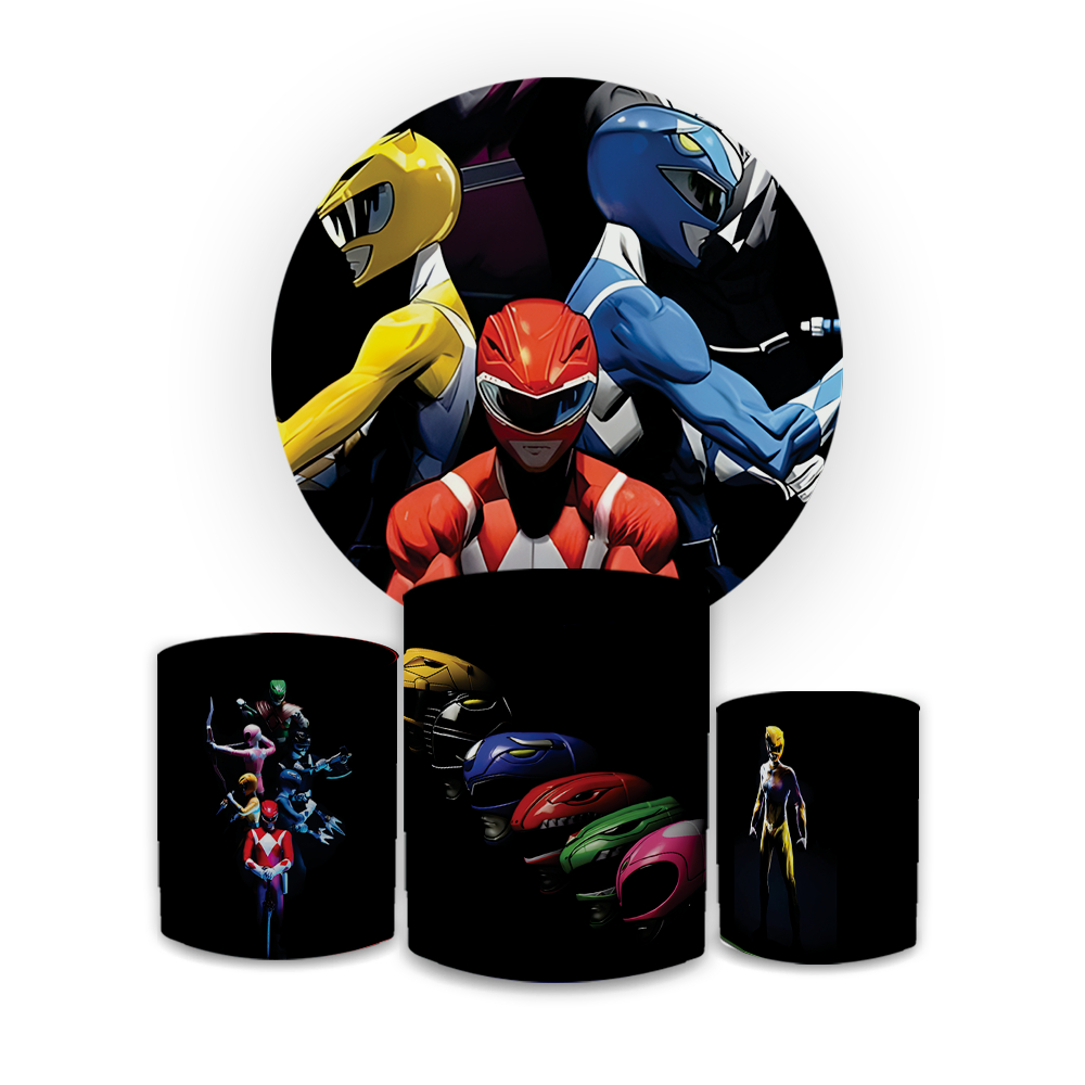 Kit Capas Festivas Para Painel e Cilindros Aniversario Decoração Lançamento Power Rangers