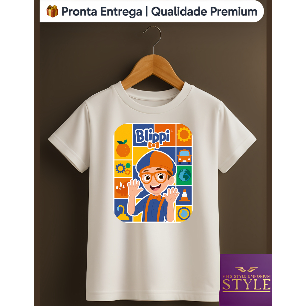 🔹 Camiseta Blippi Infantil – Personagem Educativo | Tecido Confortável | Qualidade Premium Presente