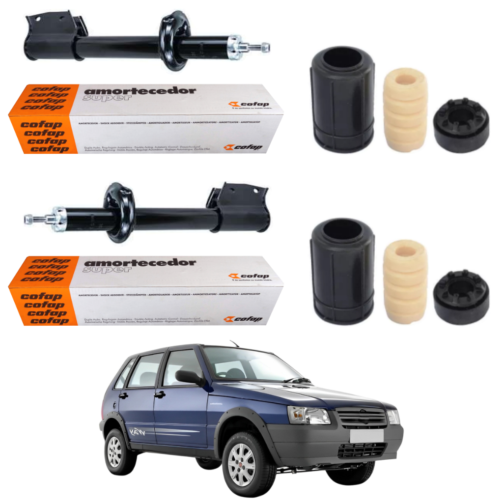 PAR AMORTECEDOR DIANTEIRO UNO WAY 2007 A 2013 ORIGINAL COFAP + KITS