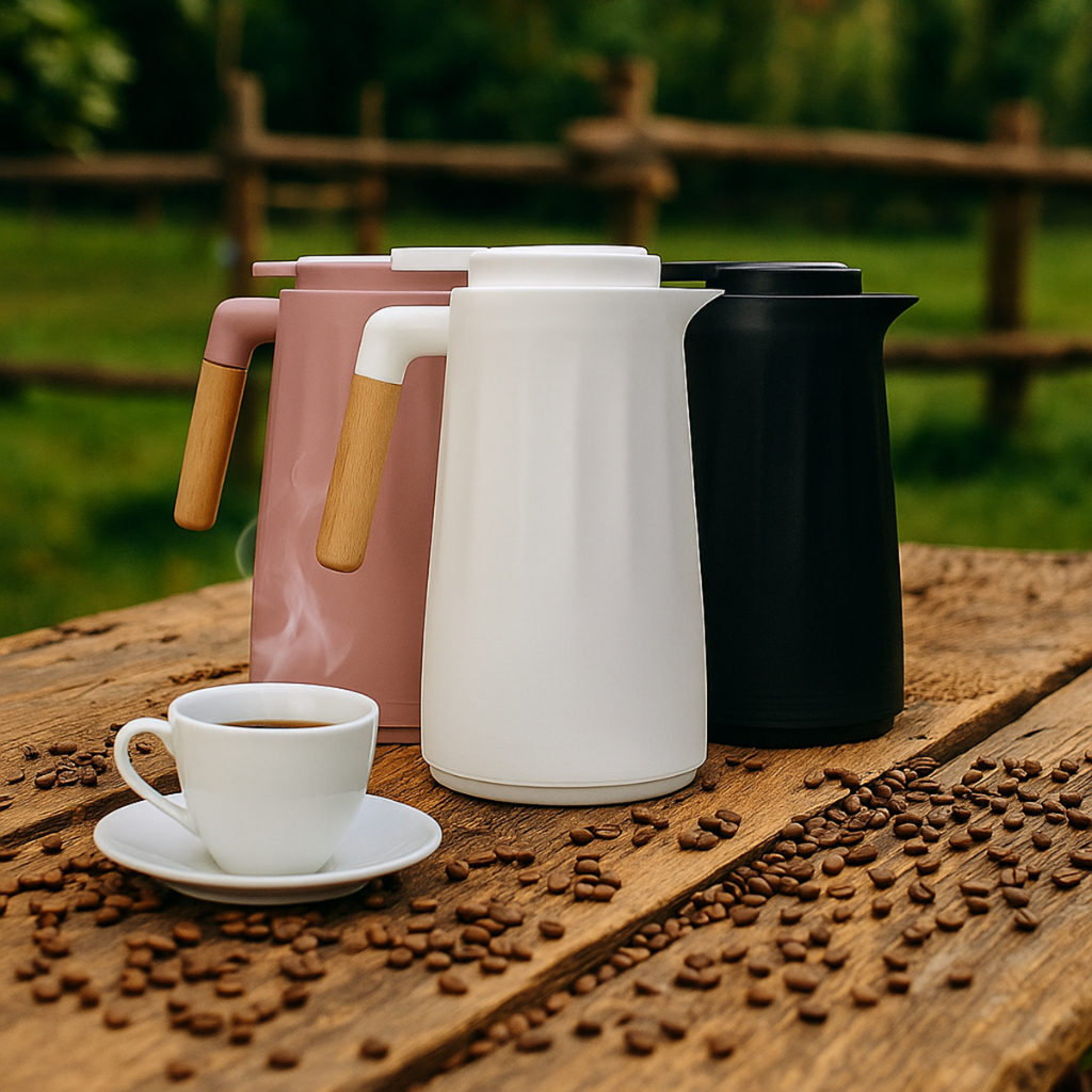 Garrafa Térmica De 1 Litro Café Chá Cabo Bambu Mesa Posta Café Da Manhã Mantem Temperatura +  Tempo