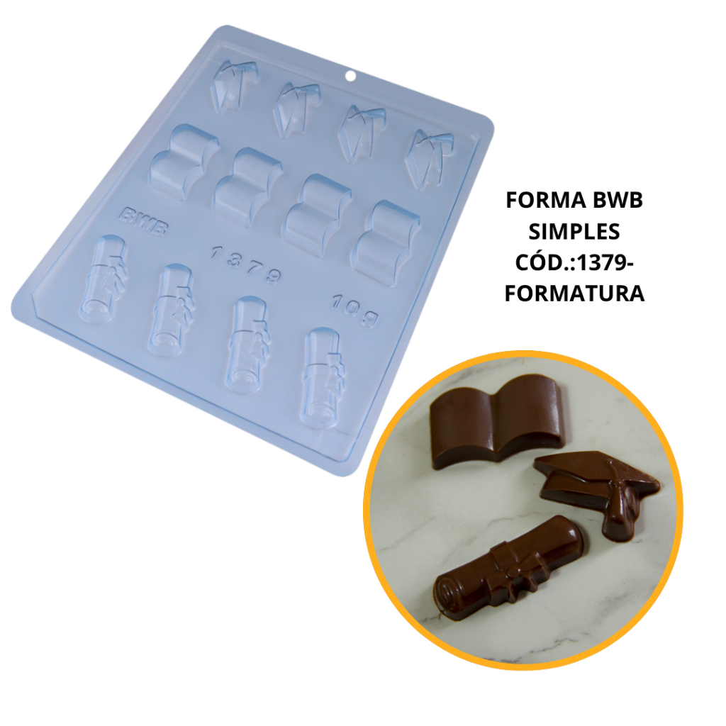 FORMA SIMPLES FORMATURA CÓD.:1379 - (F8) EM ACETATO BWB PARA BOMBOM E DOCES DE CHOCOLATE E CONFEITARIA PÁSCOA - Home & Living