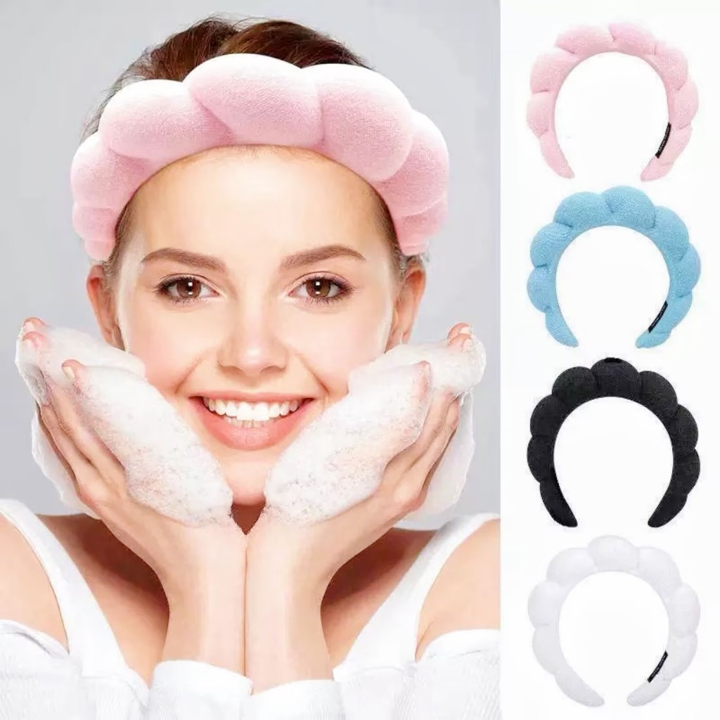 Kit  de lavagem facial com tiara de esponja +2 pulseiras+ grampo de cabelo/ lavagem facial/mulheres