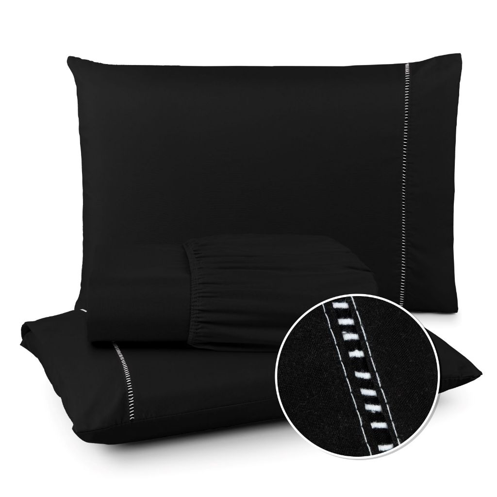 Jogo de Cama Lençol Berço Solteiro Casal Queen King Ponto Palito Micropercal 400 Fios Toque Aveludado 02 e 03 Peças