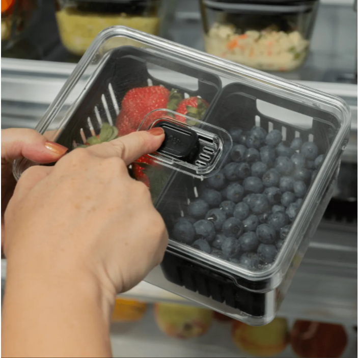 Detalhes do Organizador Geladeira Com Cesto Duplo Frutas 2,2l Black Pote