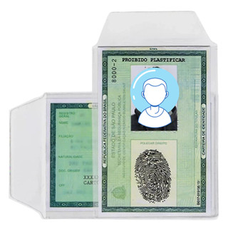 Porta Documento Plástico Protetor RG Identidade Tamanho 70x105 mm 100 Unidades ACP P-7 C/ Aba P7