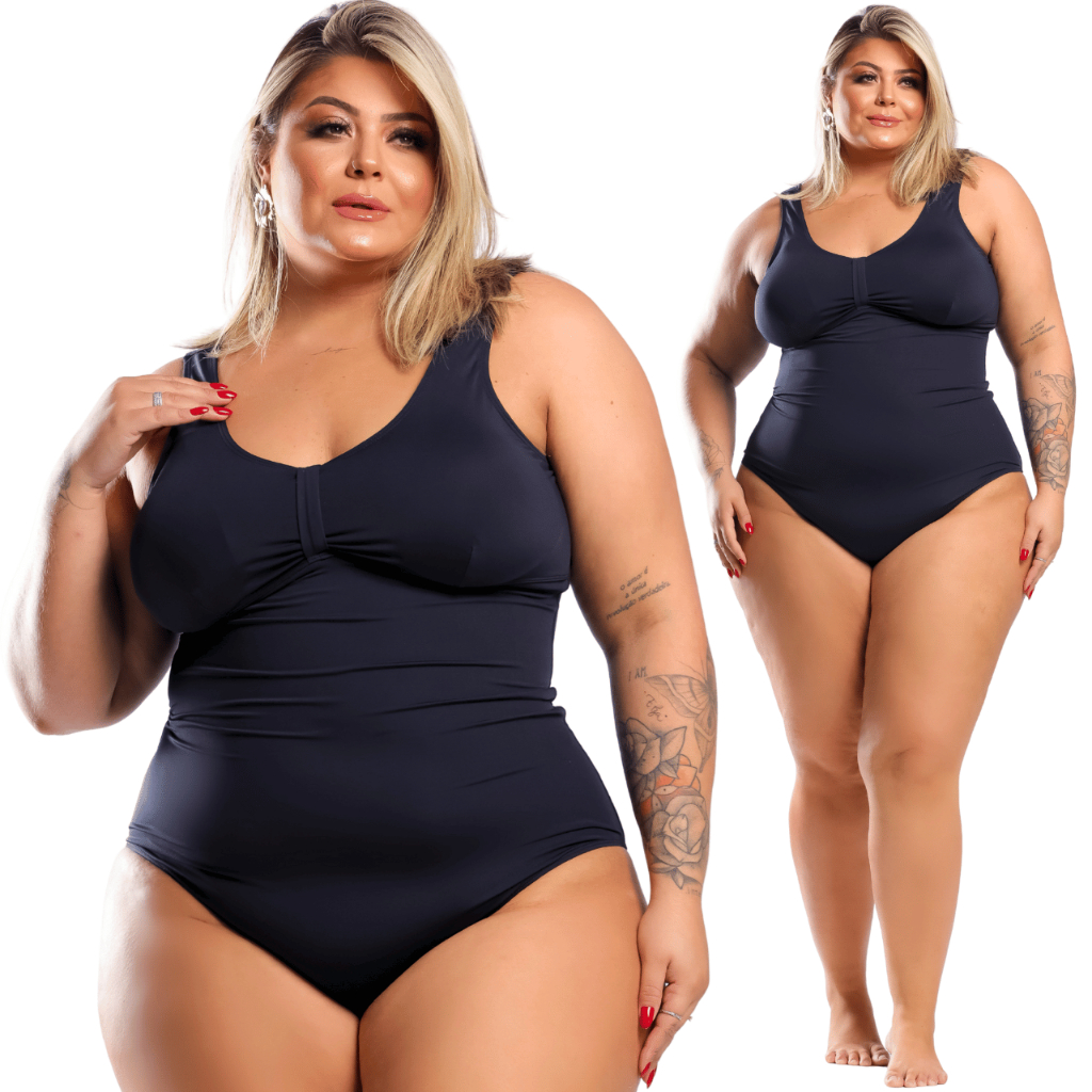 Maiô Plus Size Feminino Blogueira Confortável Leve Verão Moda Praia Maio Curve + Body Resort