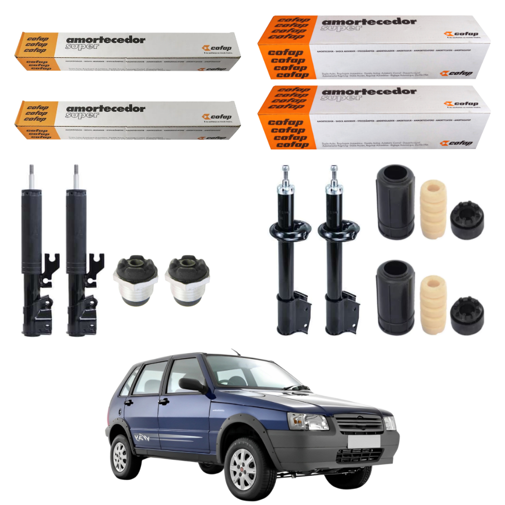 KIT 4 AMORTECEDOR UNO WAY 2007 A 2013 ORIGINAL COFAP + KITS