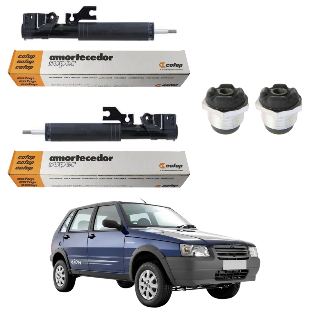 PAR AMORTECEDOR TRASEIRO UNO WAY 2007 A 2013 COFAP ORIGINAL + KITS