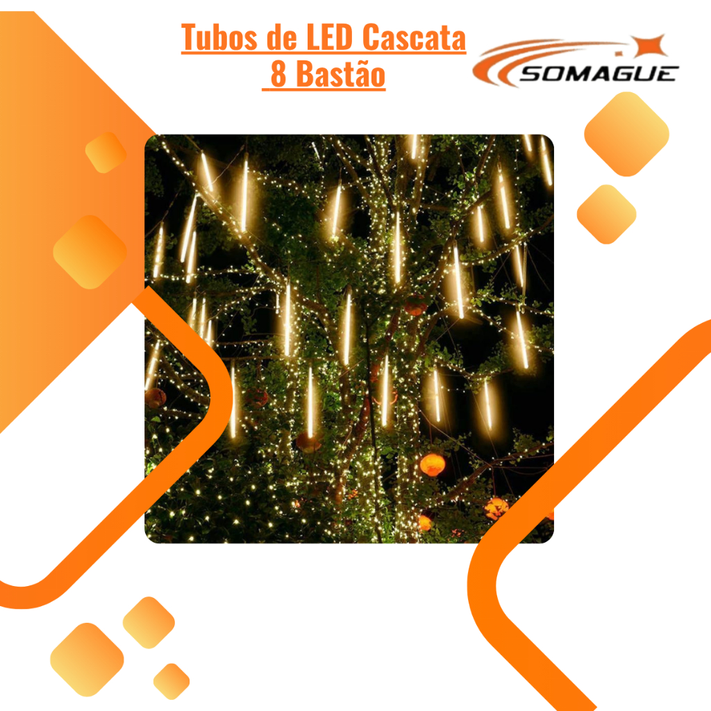 Tubos de LED Cascata 8 Bastão Luz Natal Branco Frio e Branco Quente Azul E Colorido