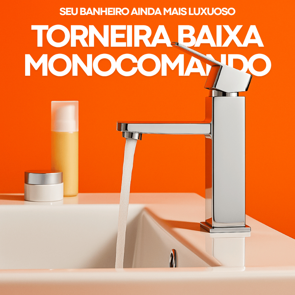 Torneira Banheiro Lavabo Misturador Monocomando Baixa Cromada Espelhada Luxo