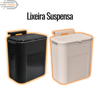 Lixeira Suspensa 9L com Tampa – Ideal p/ Cozinha, Quarto e Escritório | Compacta e Moderna