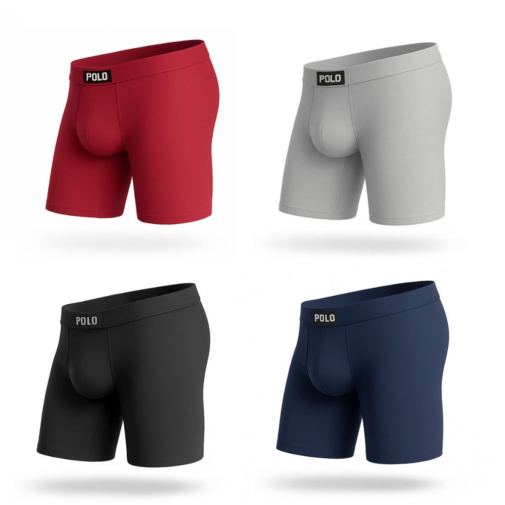 Kit 3 Cuecas Boxer Viscose Premium Fibra de Bambu Conforto Extremo Toque Seda Gelado Polo Ice Box