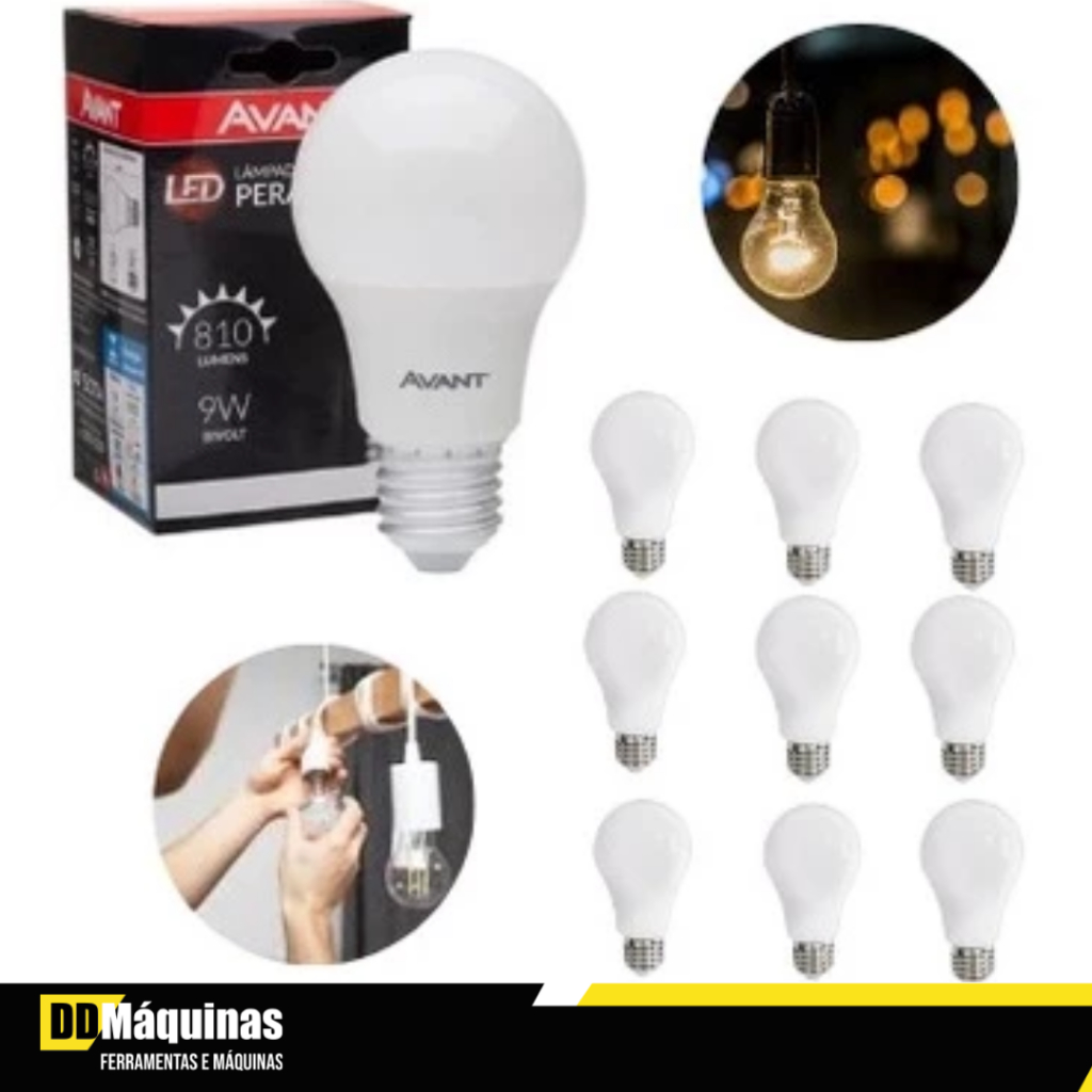 Kit com 10 Lampadas Led 6500k 9w Incolor Bivolt - Avant em Oferta na Shopee