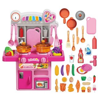 Cozinha Infantil Completa de Brinquedo com Luz e Som Sai Água Geladeira Fogão em Oferta na Shopee
