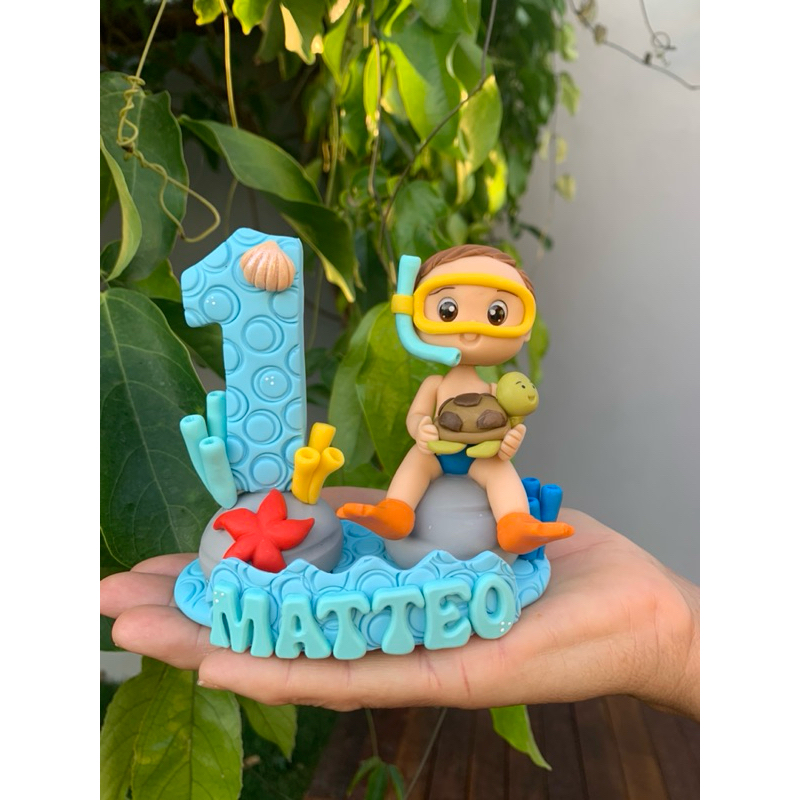 Vela de Aniversário Personalizada tema Fundo do Mar