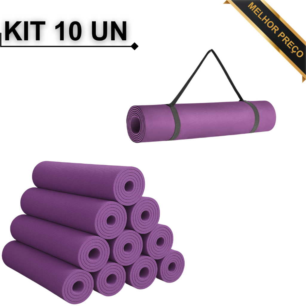 KIT 10 Tapete Yoga Mat 1,70mx55cmx10mm Confortável Grosso Colchonete Tatame Exercício em Casa