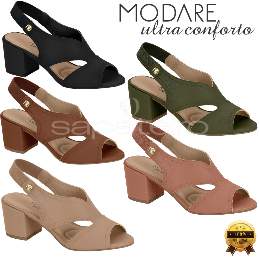 Salto Modare Sapato Feminino Baixo Grosso Feminina Sandália Anabela Ortopédico Ultraconforto Casual