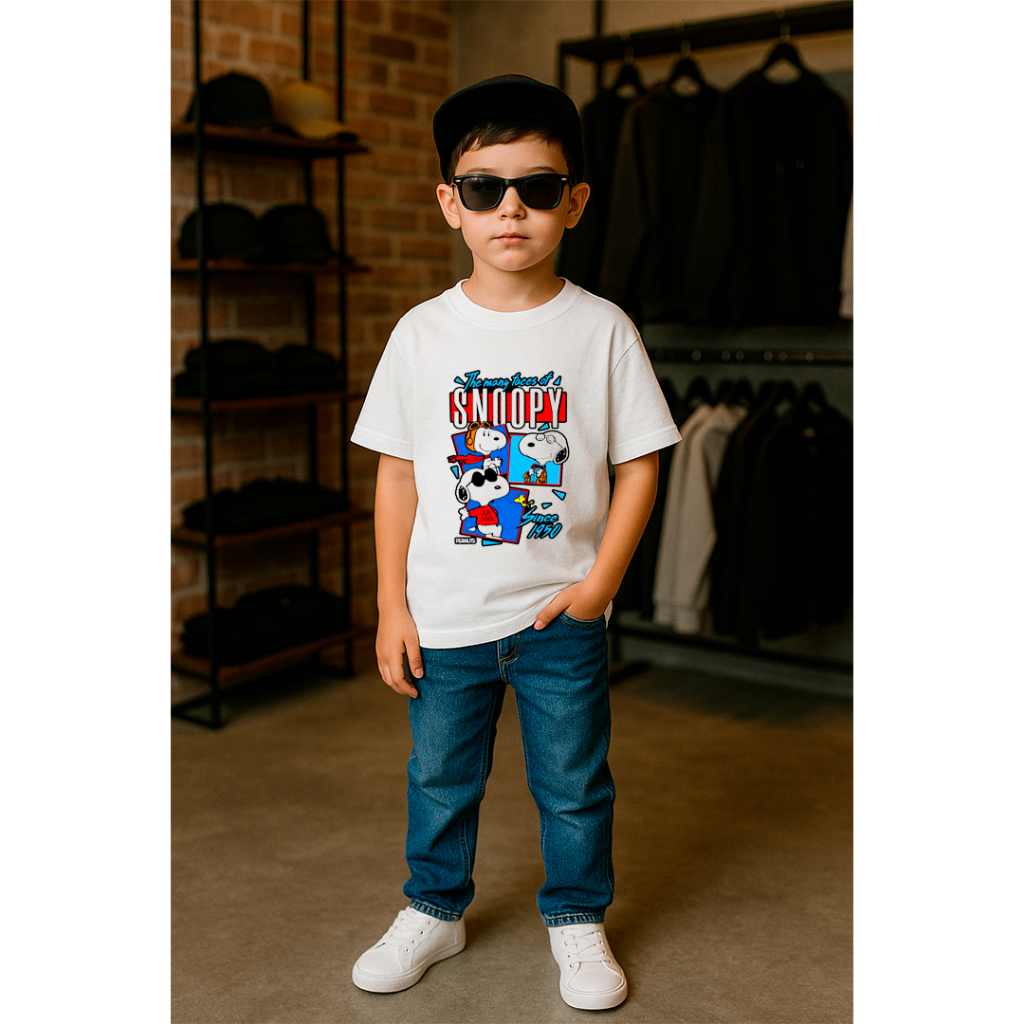 Camiseta Infantil Masculina Snoop Desenho Streetwear Menino 100%Algodão para Meninos Jovens
