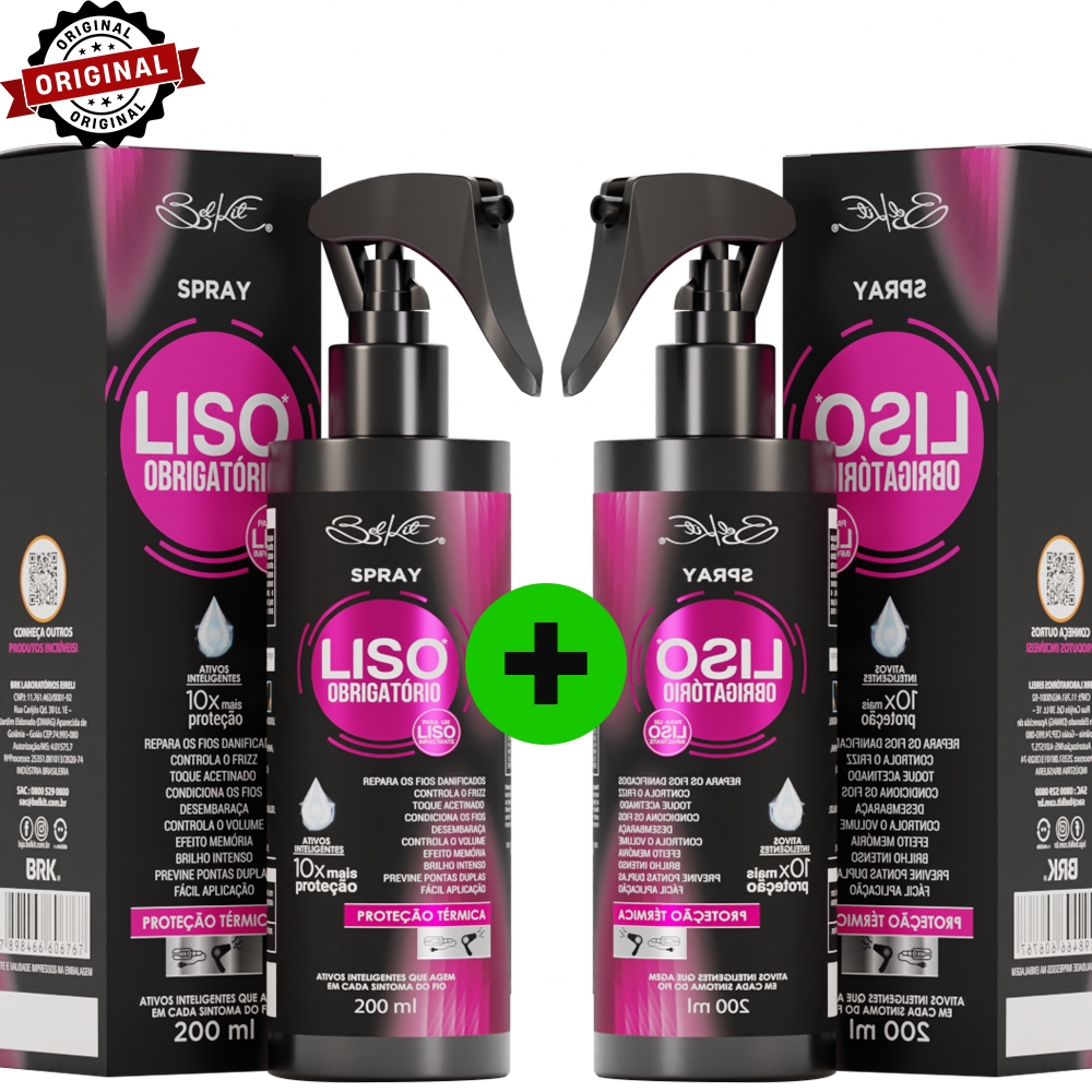 Kit 2 Spray Finalizador Liso Obrigatório 200ml - Proteção térmica, reconstrução e finalizador