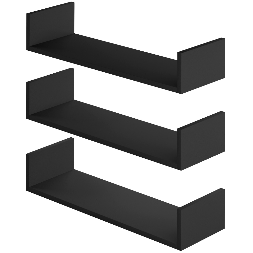 Kit 3 Prateleiras de Parede Multiuso Nicho U 60x20cm em Mdf Reforçado 15mm em Oferta na Shopee