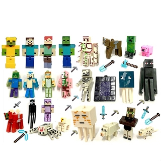 Bonecos Surpresa Minecraft + Card Figure Action Brinquedo Creeper Steve Zumbi Golem em Oferta na Shopee