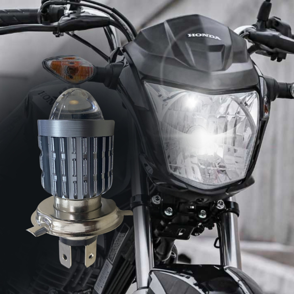 Lampada Led Moto H4 Ba20d 8000k Olho De Peixe Todas Motos H4 — imagem 2 de 2