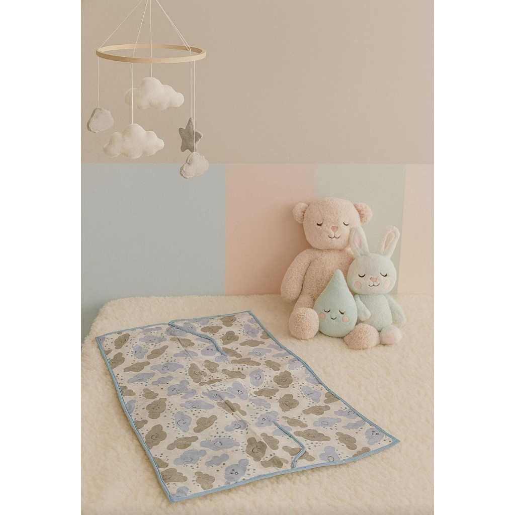 Trocador Portatil para Bolsa de Bebê Neutro Safari Bichinhos Selva Trocador para Viagem de Bebê Amarelo e Cinza Safari