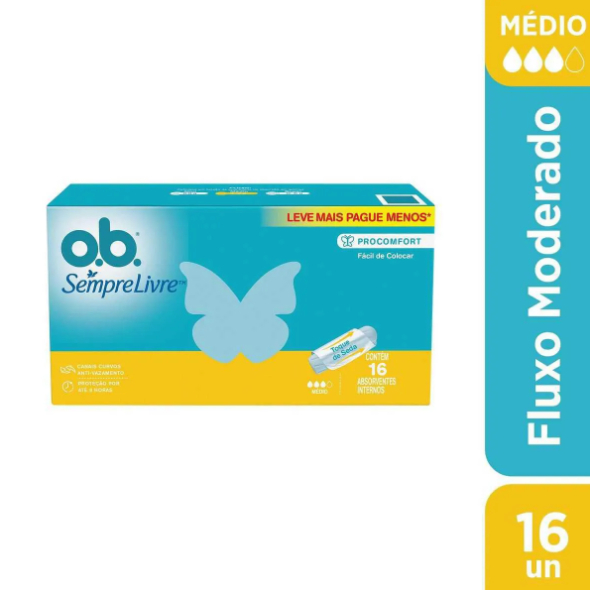 Absorvente Interno O.B. ProComfort Médio 16 Unidades – Conforto e Proteção Diária em Oferta na Shopee