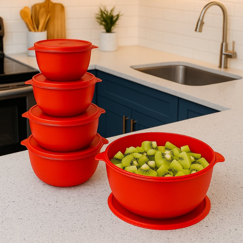 Kit 5 Potes Plastico Redondos Bowl Com Tampa Cozinha Utilidade Armazenar Alimentos Livre B...