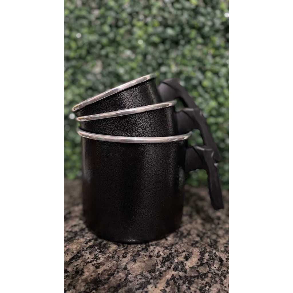 Imagem Jogo de 3 Caneco Leiteira Fervedor Canecão em Alumínio Craqueado