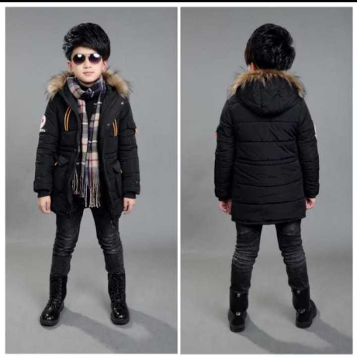 Parka Infantil Masculina Inverno – Jaqueta Acolchoada com Capuz e Forro Peluciado