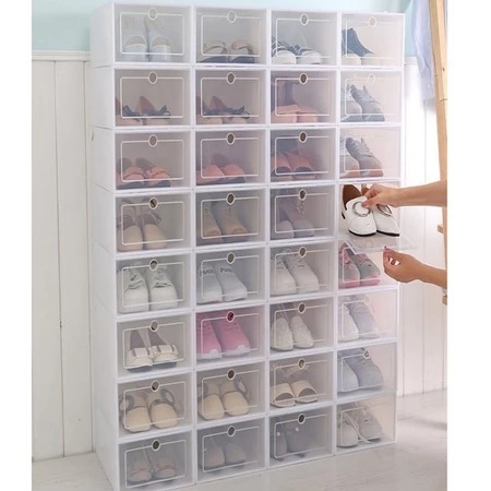 Kit Com 10 Caixas Organizadoras Para Sapatos Tênis Empilhável Tampa