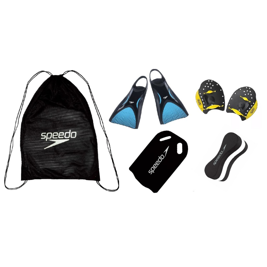 Kit Natação Speedo Mochila Mesh  + Nad, Power Fin  + Palmar Power Paddles + Prancha e Flutuador Swim