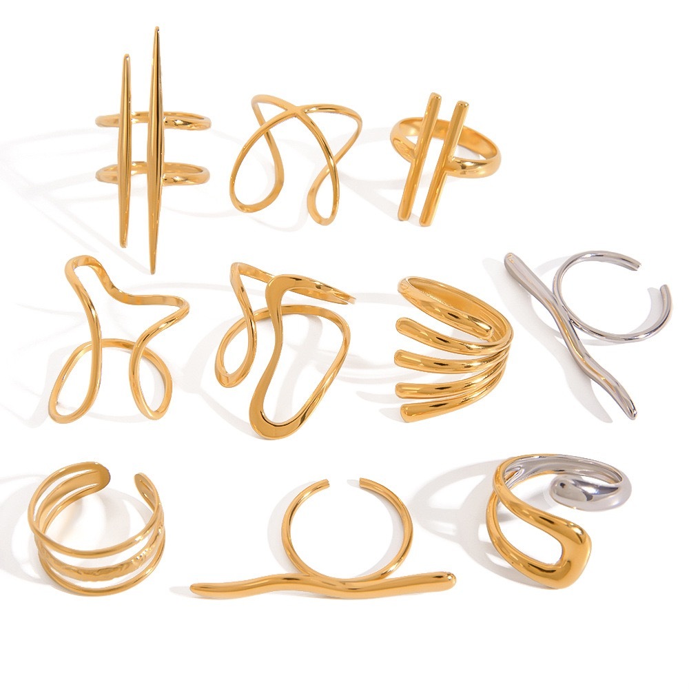 Novo anel de moda em aço inoxidável 18K, o design da abertura pode ser ajustado em tamanho em Oferta na Shopee