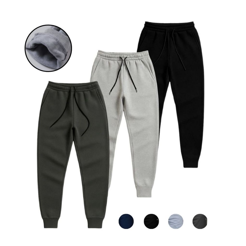 Kit 2 Calça Moletom Peluciado Slin Confortável Algodão Esportiva Treino Academia Passeio Básica Preço de Atacado