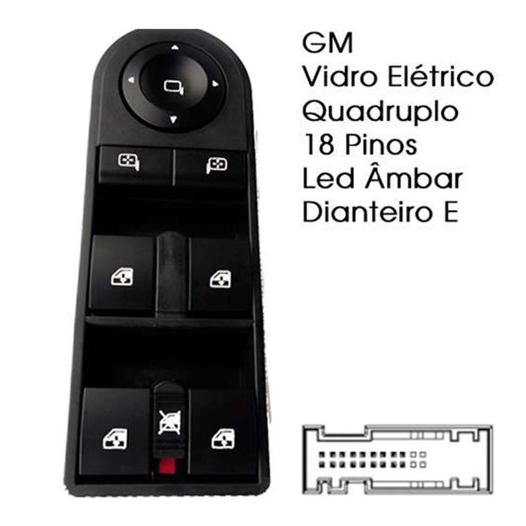 Botão Interruptor de Vidro Elétrico Quadruplo GM Vectra / Vectra GT/ Vectra GT-X 2007 Á 2012