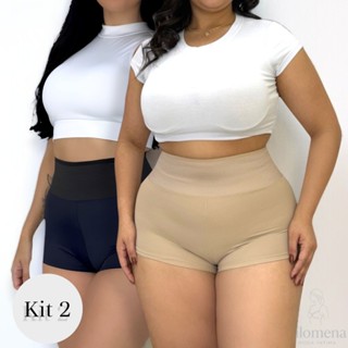 Kit 2 Short Cinta Modeladora Alta Compressão Poliamida Compressão Lingerie Feminina em Oferta na Shopee