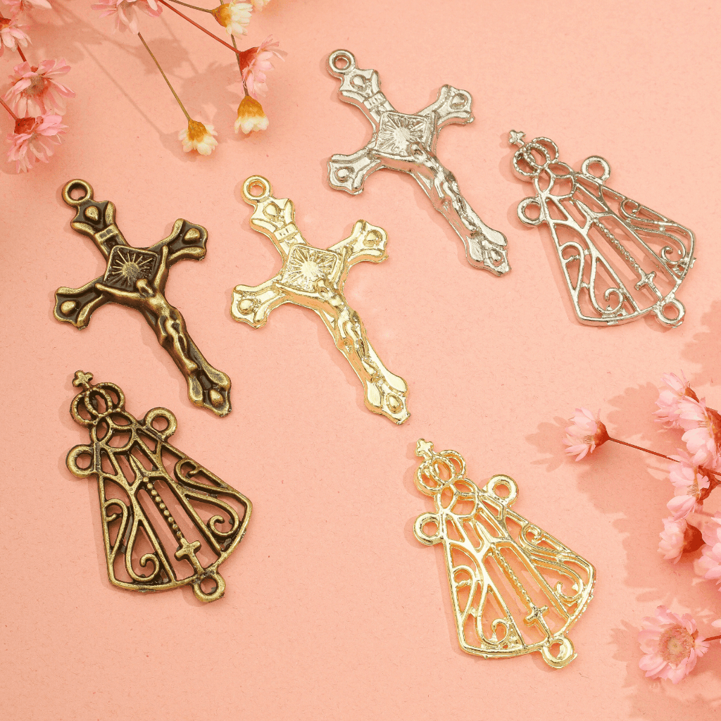 Kit Entremeio Para Terço + Crucifixo Nossa Senhora Aparecida Asas da Fé em Oferta na Shopee