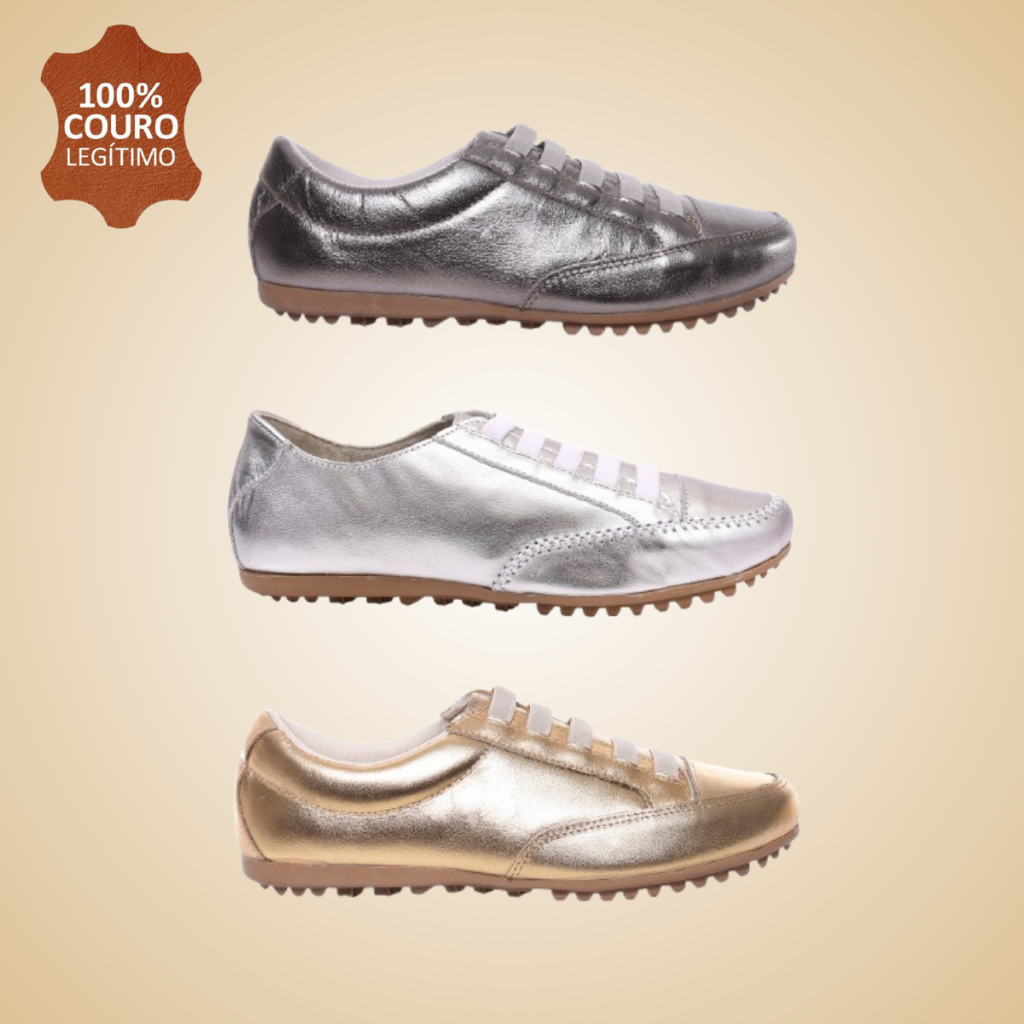 Tênis Feminino Casual De Couro Legítimo e Ajuste Elástico Confortável Para Seu Dia a Dia em Oferta na Shopee