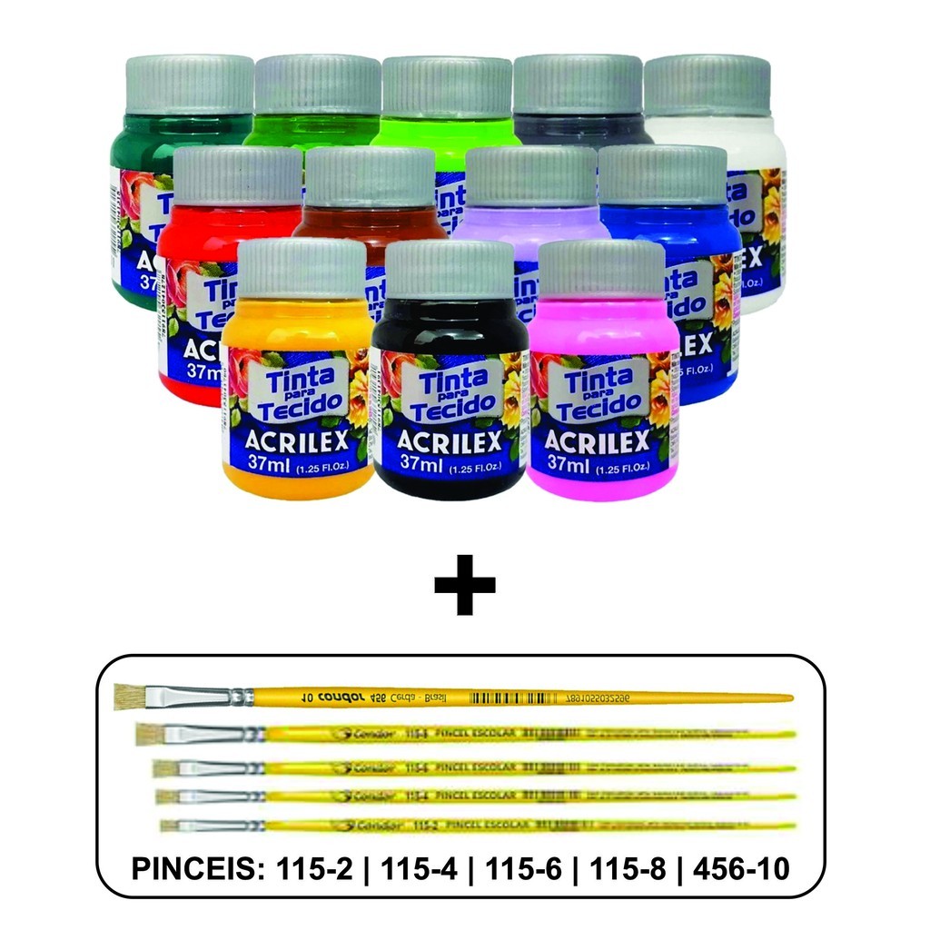 Kit Tinta 12 Cores + Pinceis 115-N.2 115-N.4 115-N.6 115-N.8 115-N.10 em Oferta na Shopee