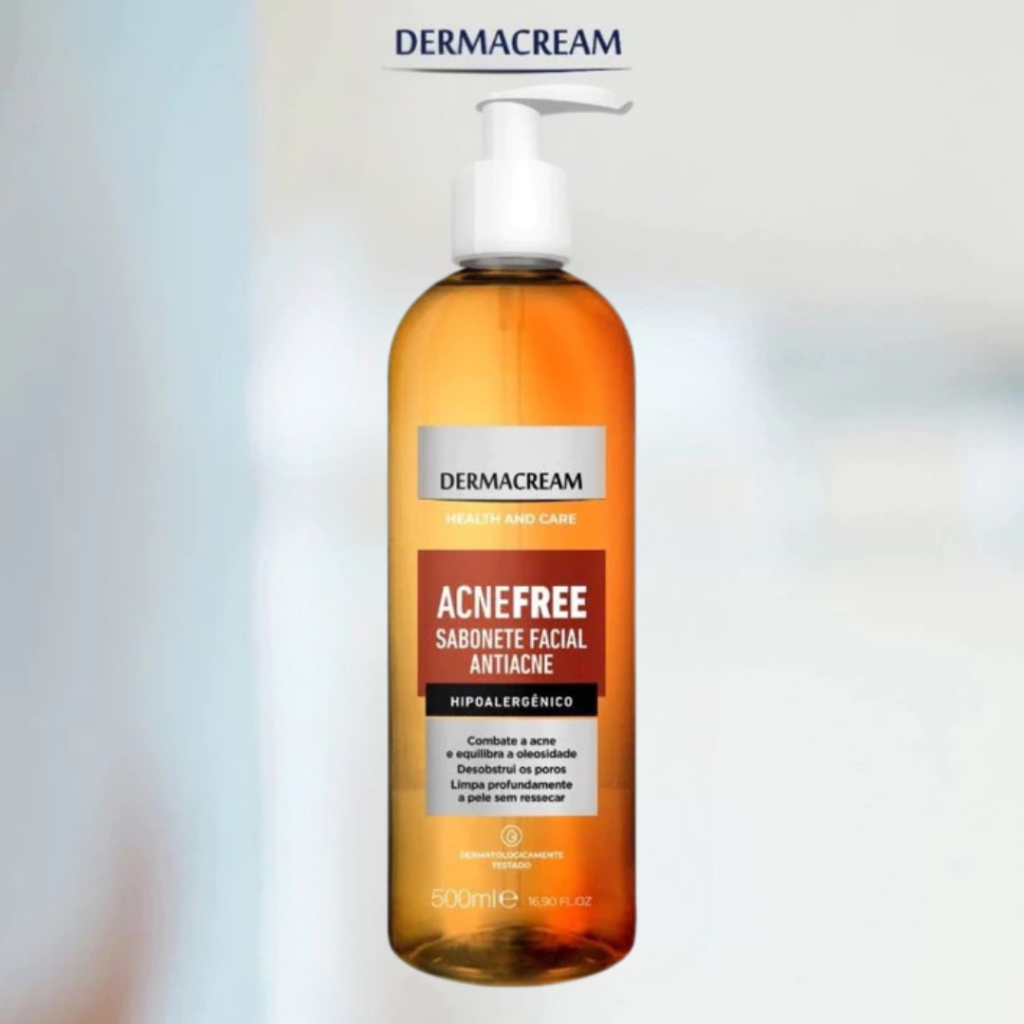 Sabonete Liquido Facial Anti Acne - Acne Free 500ml Dermacream em Oferta na Shopee