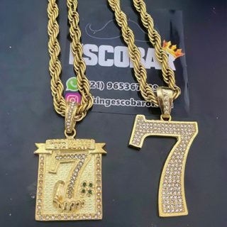 Cordão baiano 7 cravejado Moeda antiga 18k em Oferta na Shopee