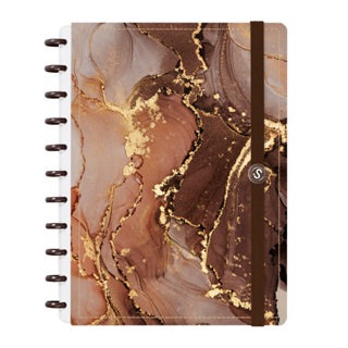 Caderno De Disco Capa Dura ISCOOL Inteligente 80 Folhas Mármore Marrom Imperial em Oferta na Shopee
