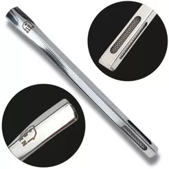 Bomba De Terere Quadrada De Inox Com Filtro De Tela 19cm Old Barn Cor Polida e Black Ideal Para Cuia Quadrada