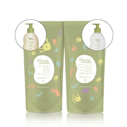 Kit Refil Shampoo e Condicionador Natura Mamãe e Bebê Natura 200ml Original Envio Imediato